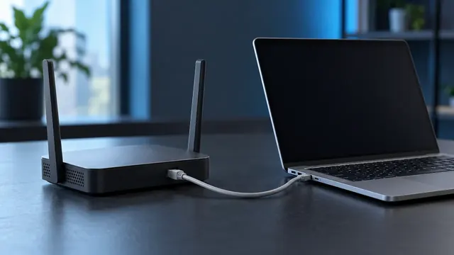 Wi-Fi роутер і ноутбук з Ethernet-кабелем — предметна ілюстрація